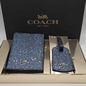 Coach Sparkling Blue Passport Holder and Luggage Tag